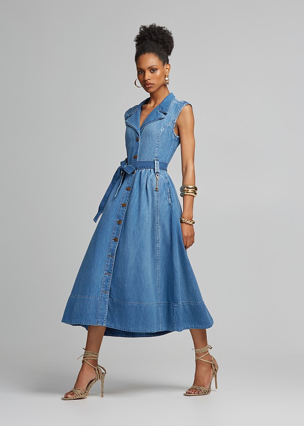 Midi denim shirt dress