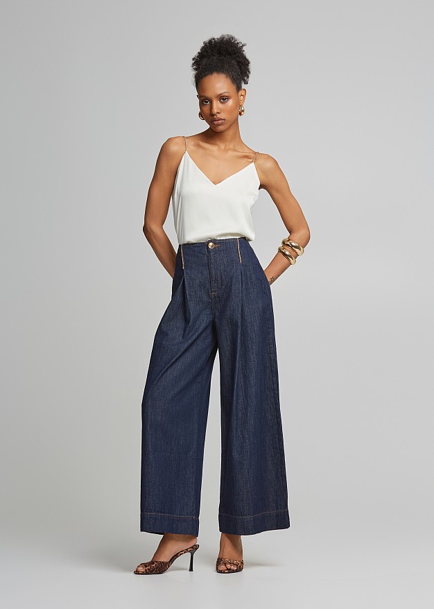 High waisted denim pants