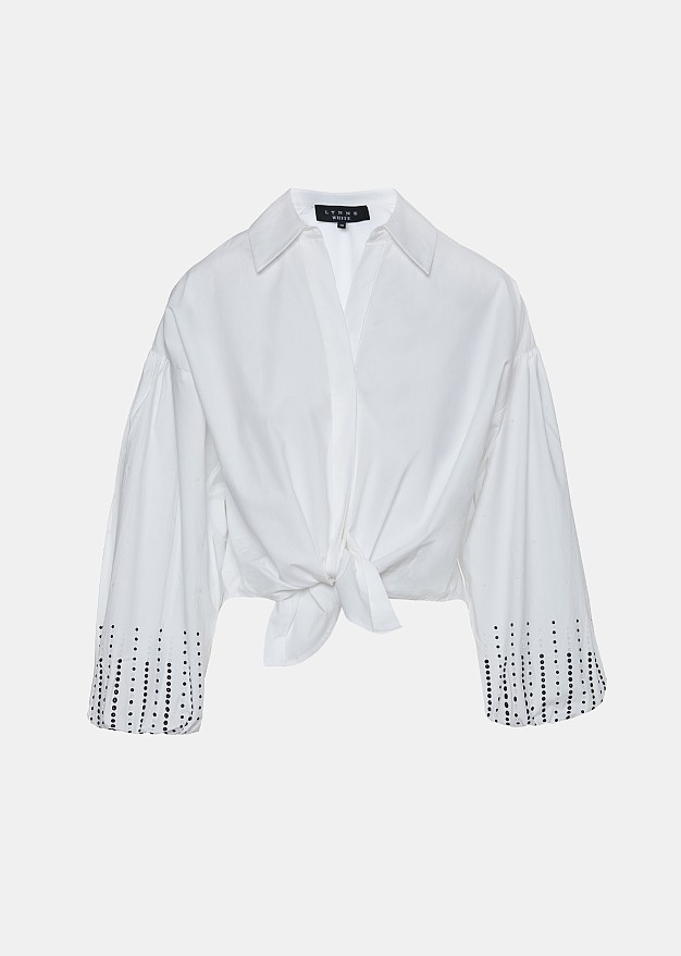 Cotton shirt with hot fix embellishment