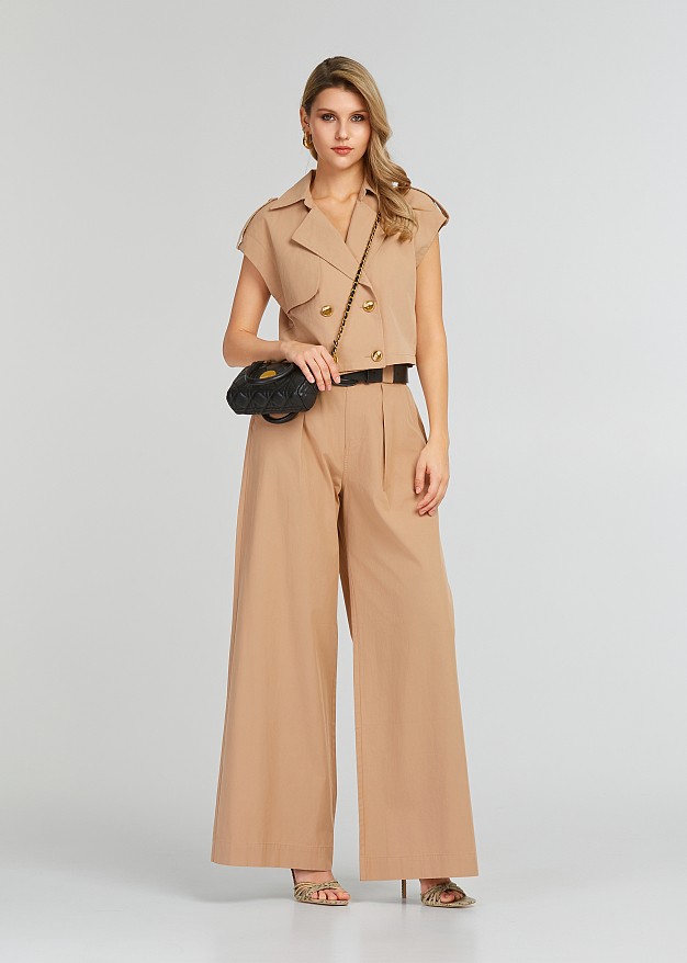 Vest crop gabardine