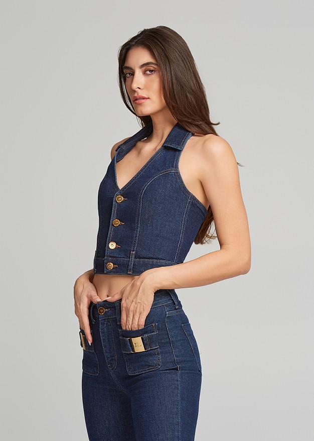 Denim backless vest