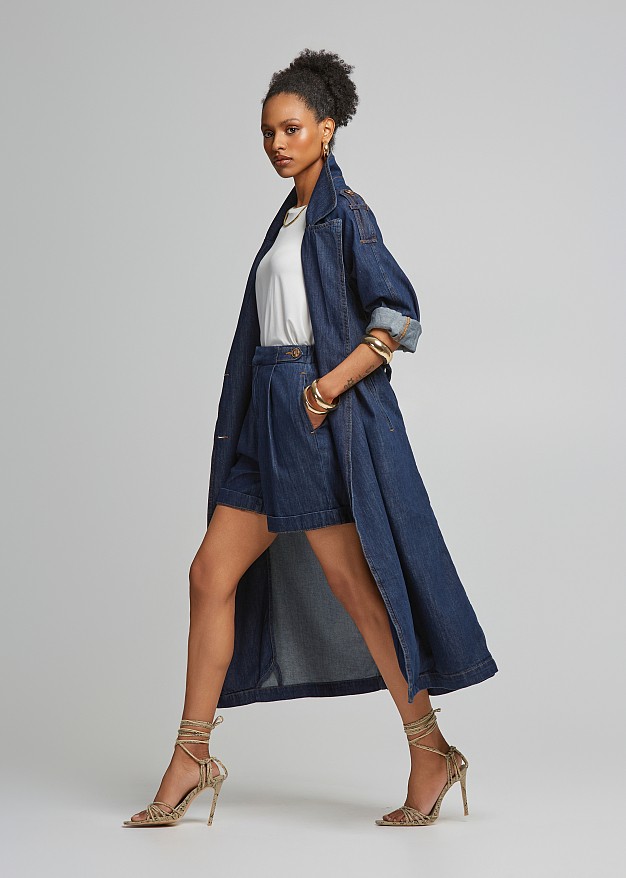 Long denim spring coat