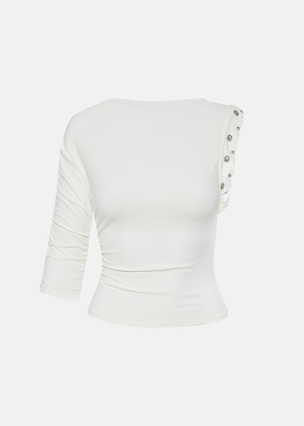 Asymmetrical blouse in rhinestones