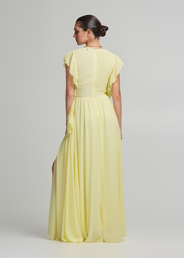 Frilled maxi dress in wrap style