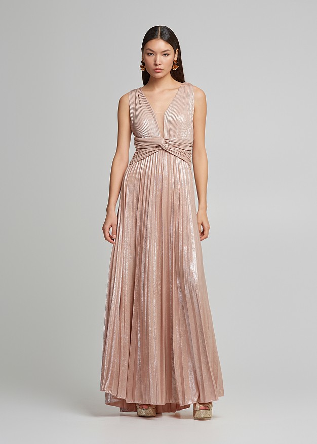 Lurex maxi pleated dress