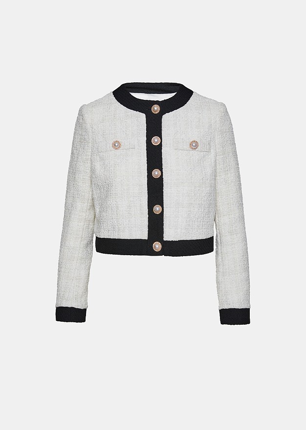 Tweed blazer with pearl decoration