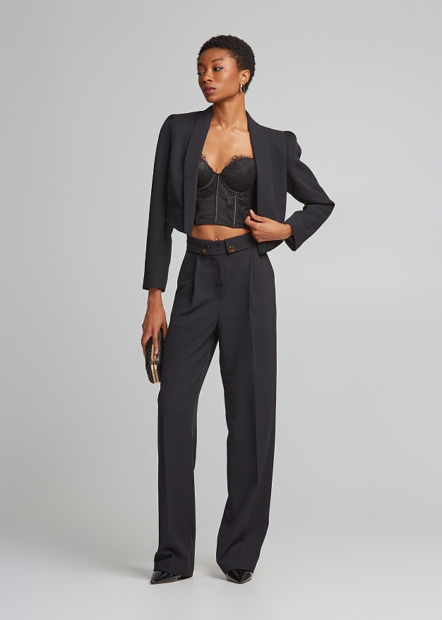 Black Blazer And Blazer Bralette Outfit Black Womens Piece Suit - Main Image
