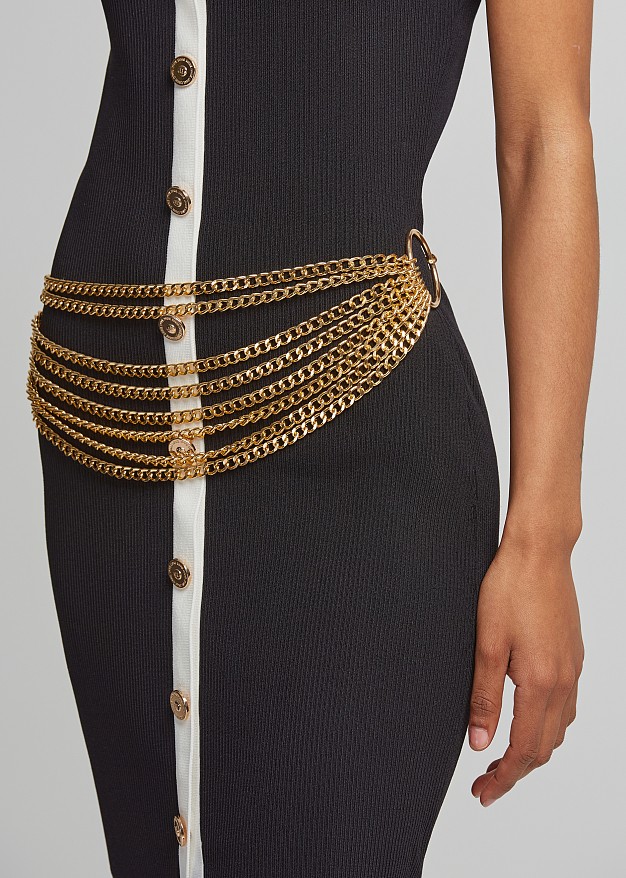 【NACHE】25ss SHIRRING LAYERED BELT Chain belt in layers and golden look | LYNNE