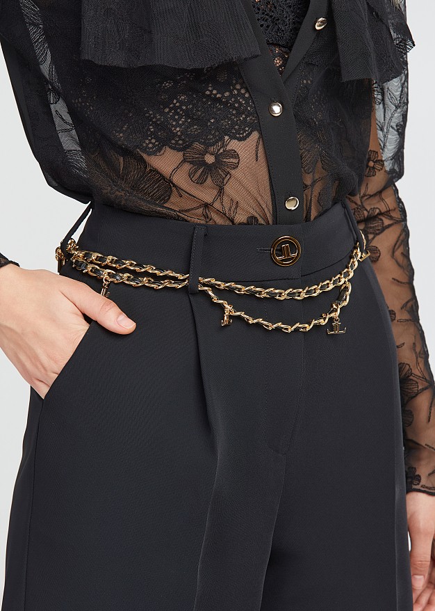 Chain belt with monogram details