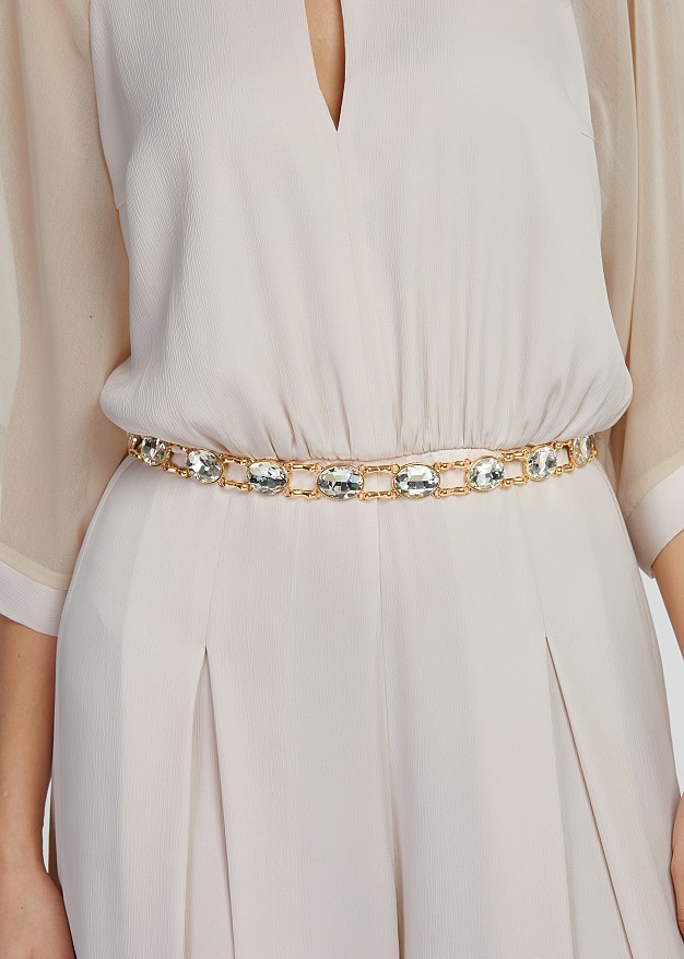 Chain belt with rhinestones