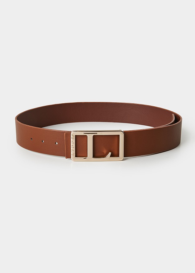 Leather look belt with buckle