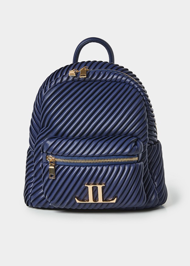 Mini pleated backpack in leather look