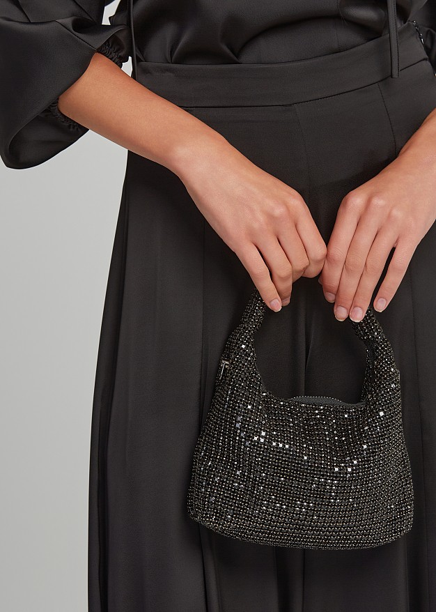 Top handle soft bag in rhinestones LYNNE