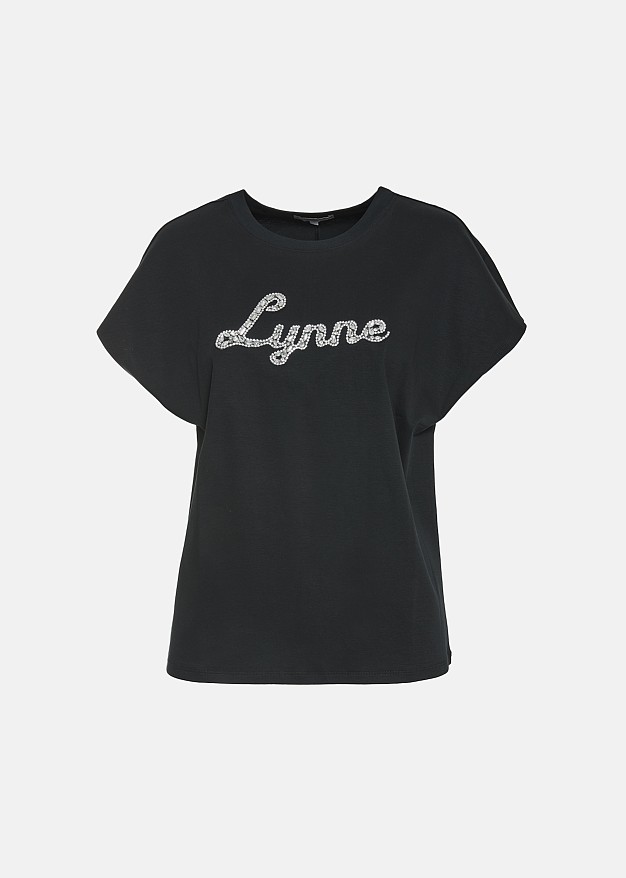 Sparkling rhinestone logo blouse