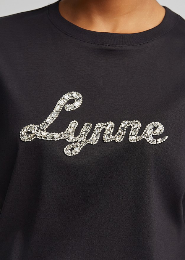 Sparkling rhinestone logo blouse