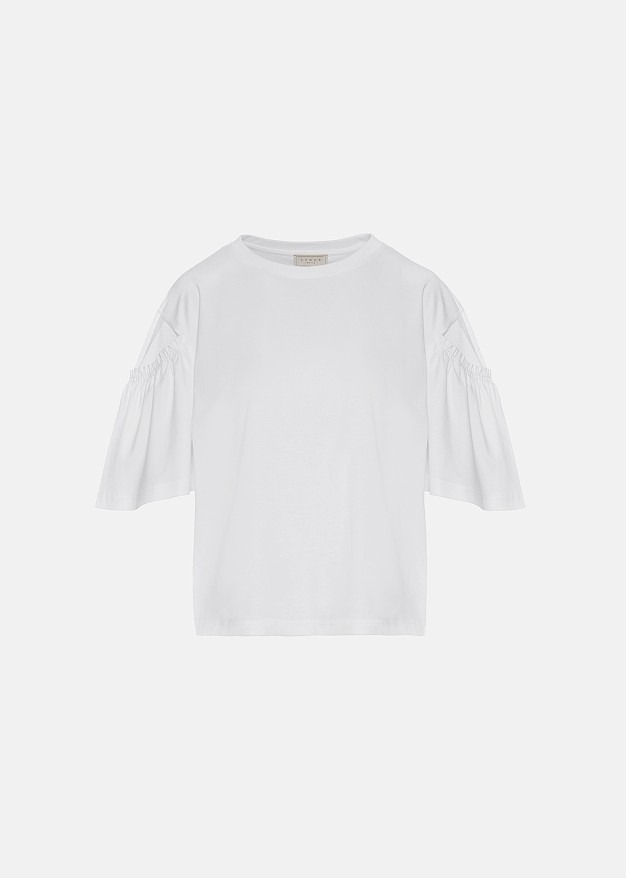 Blouse with sheer detail on the sleeves