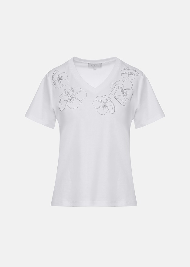 Βlouse with sparkling rhinestone floral embroidery
