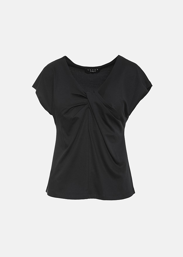 Solid-color blouse with knot
