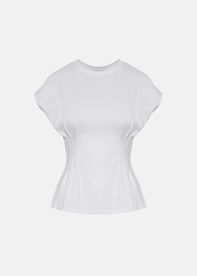 Blouse with a corset waist and short sleeves