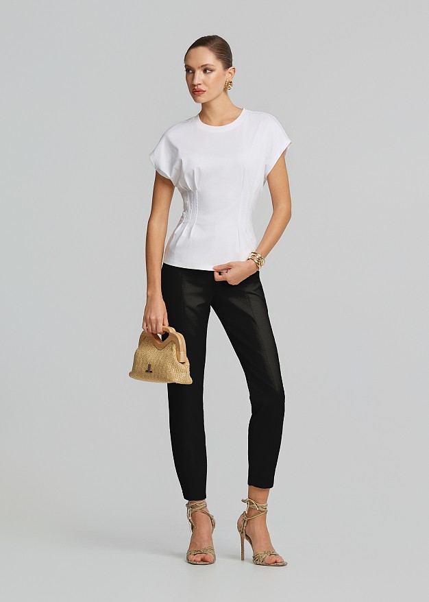 Blouse with a corset waist and short sleeves