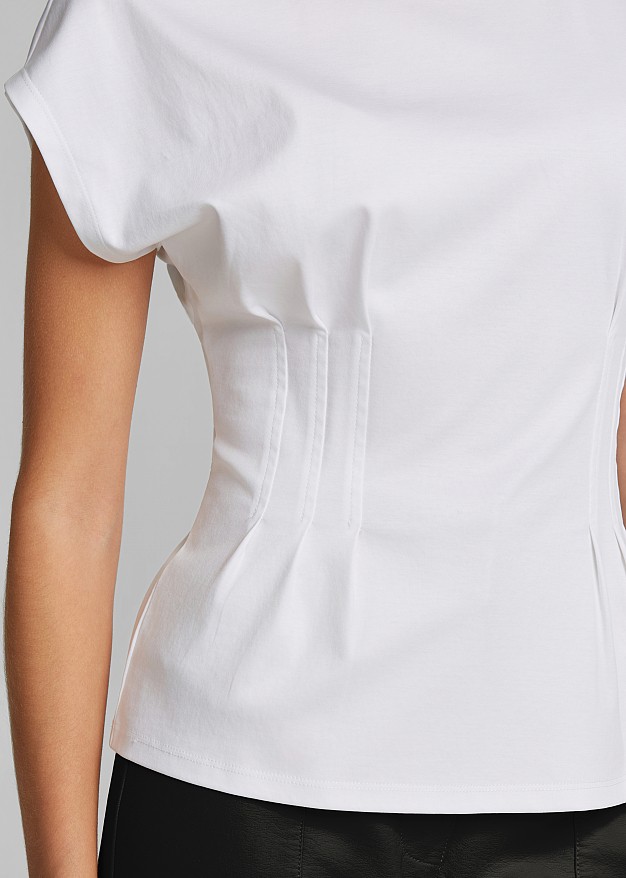 Blouse with a corset waist and short sleeves