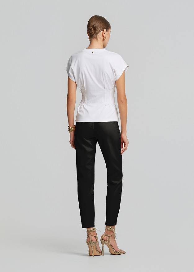 Blouse with a corset waist and short sleeves