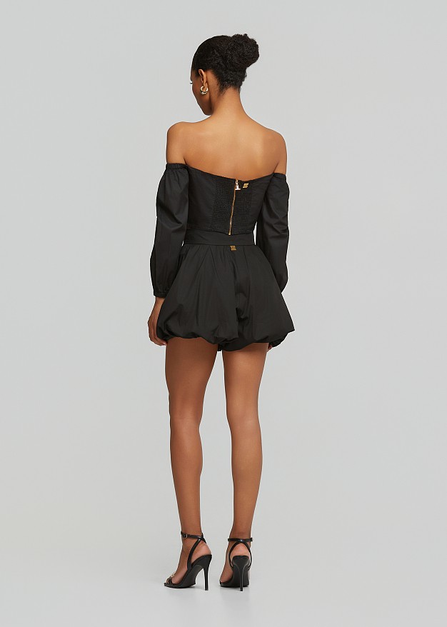 Cropped long-sleeve poplin top