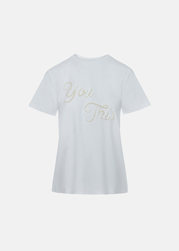 T-shirt embellished with pearls
