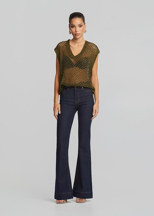 Lurex top with a V-neckline
