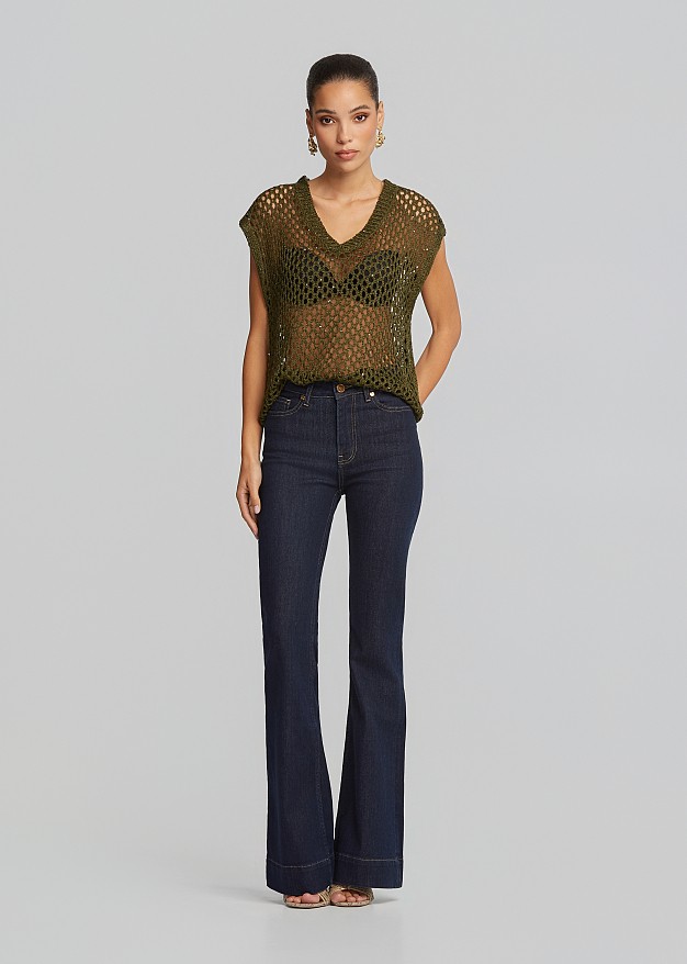 Lurex top with a V-neckline