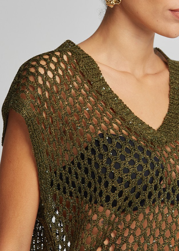 Lurex top with a V-neckline