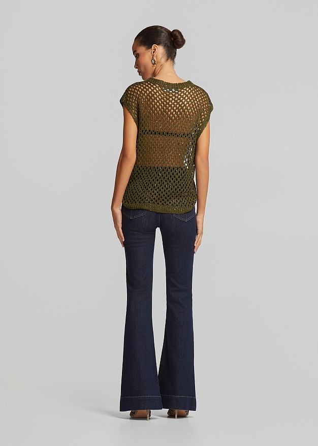 Lurex top with a V-neckline