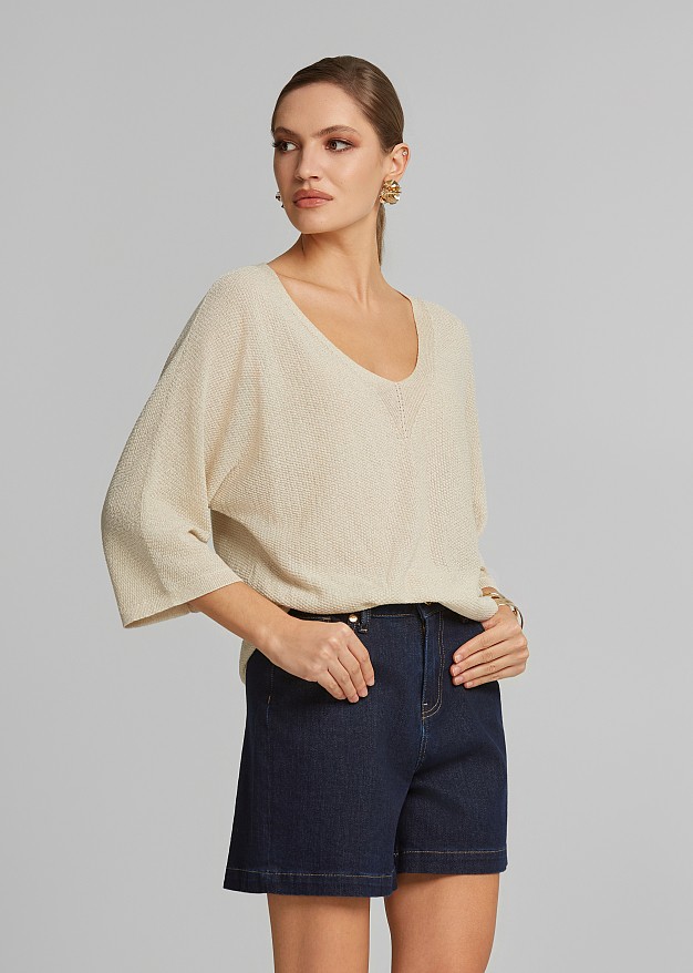 Knitted blouse with 3/4 sleeves