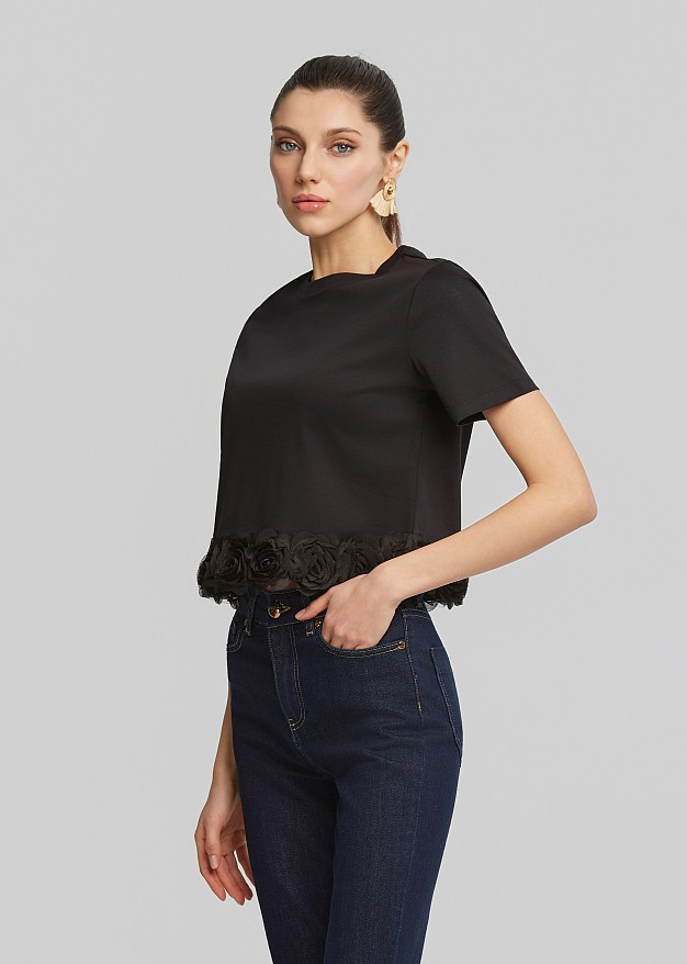 Crop embellishment top