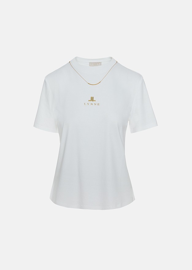 Cotton top with chain jewelry and logo