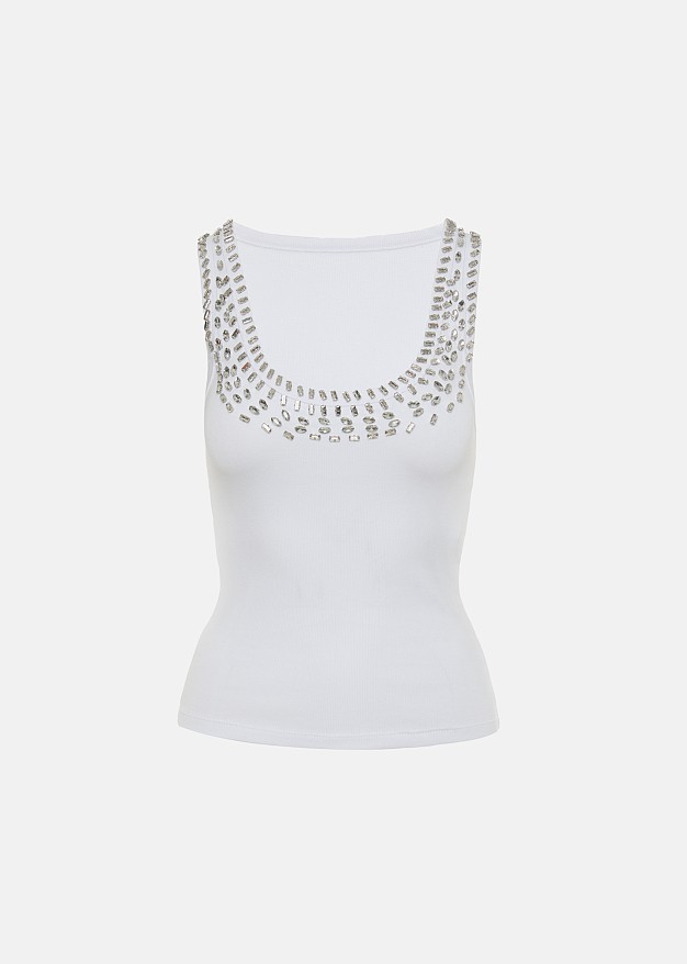 Ribbed tank top with crystals