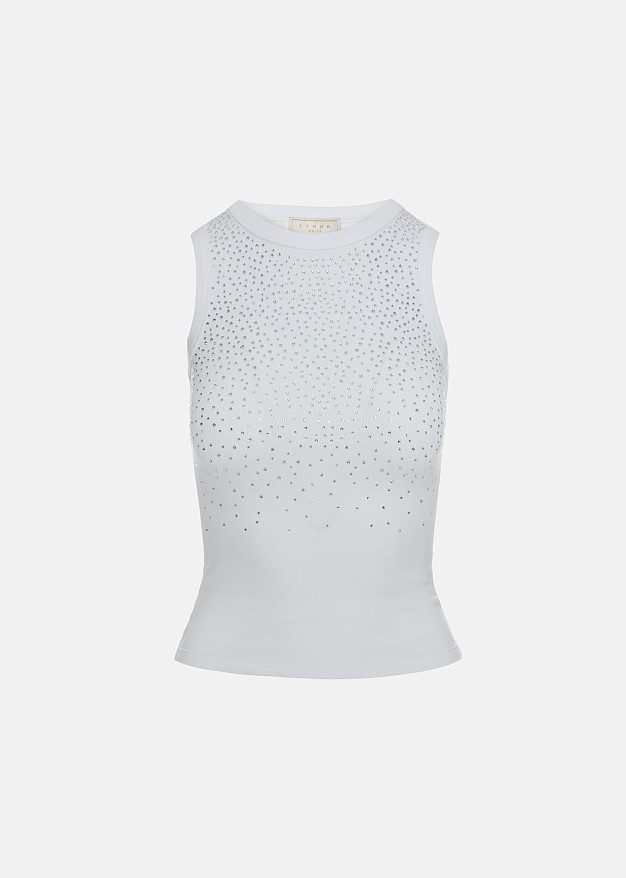 Ribbed tank top in rhinestones | LYNNE
