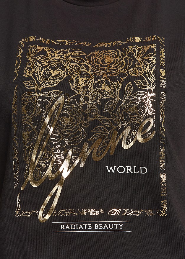 Blouse with metallic logo print