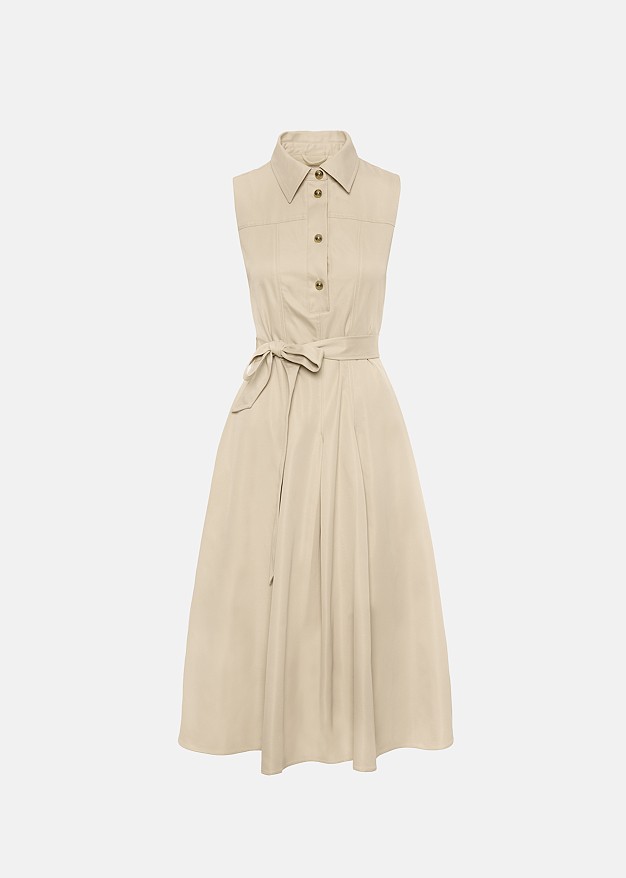 Rochie midi cu pliuri și guler