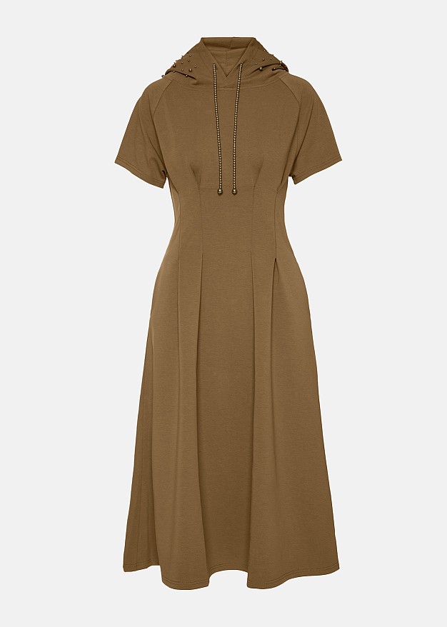 Midi hoodie dress in pearls and pleats | LYNNE