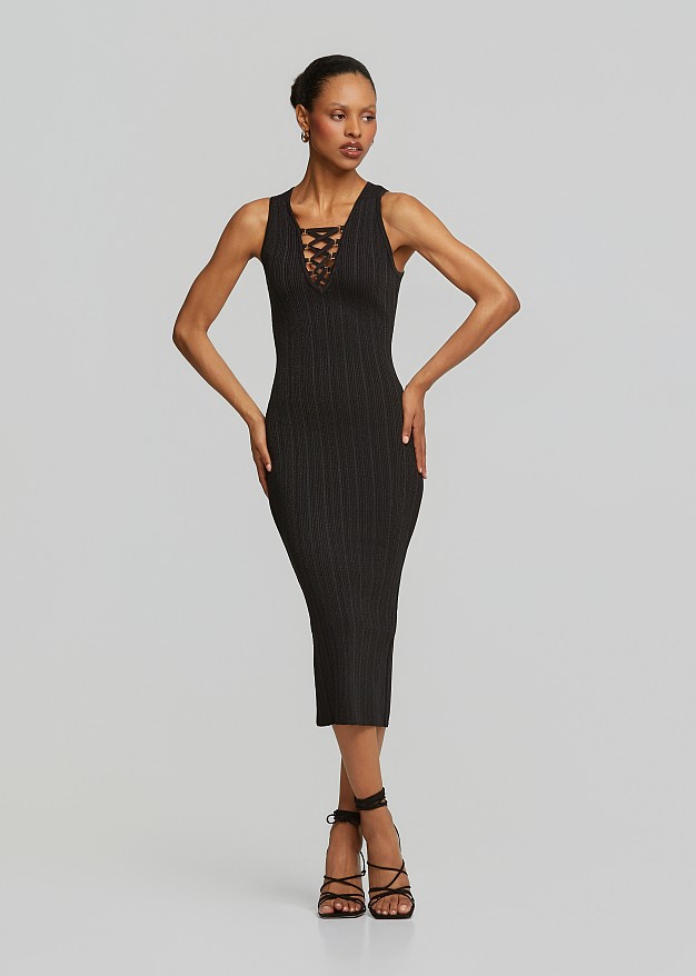 Midi knitted lurex dress