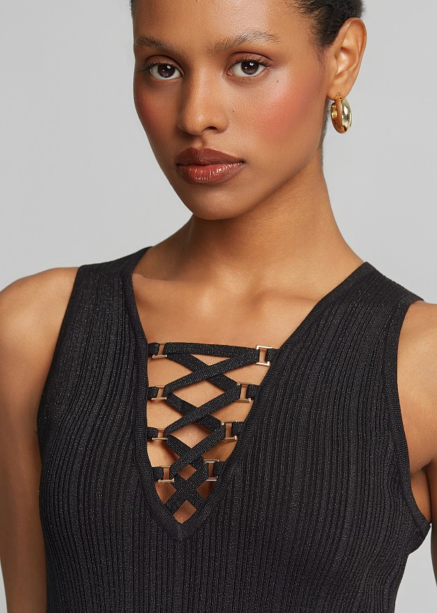 Midi knitted lurex dress