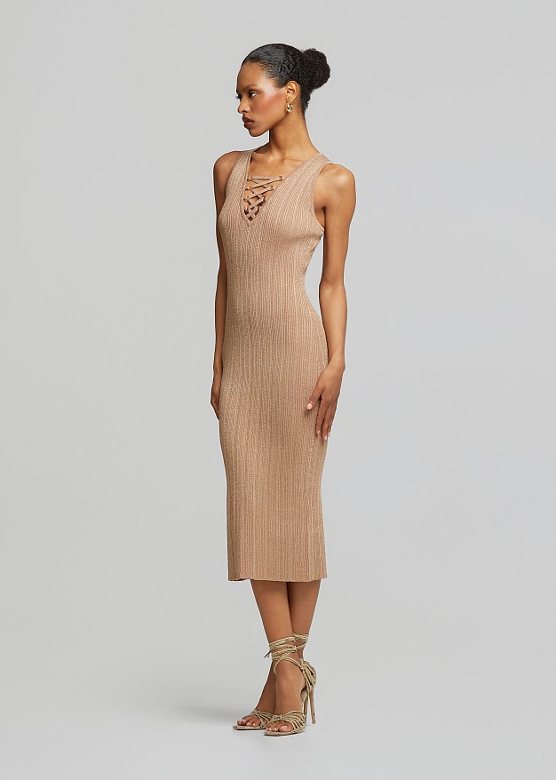 Midi knitted lurex dress
