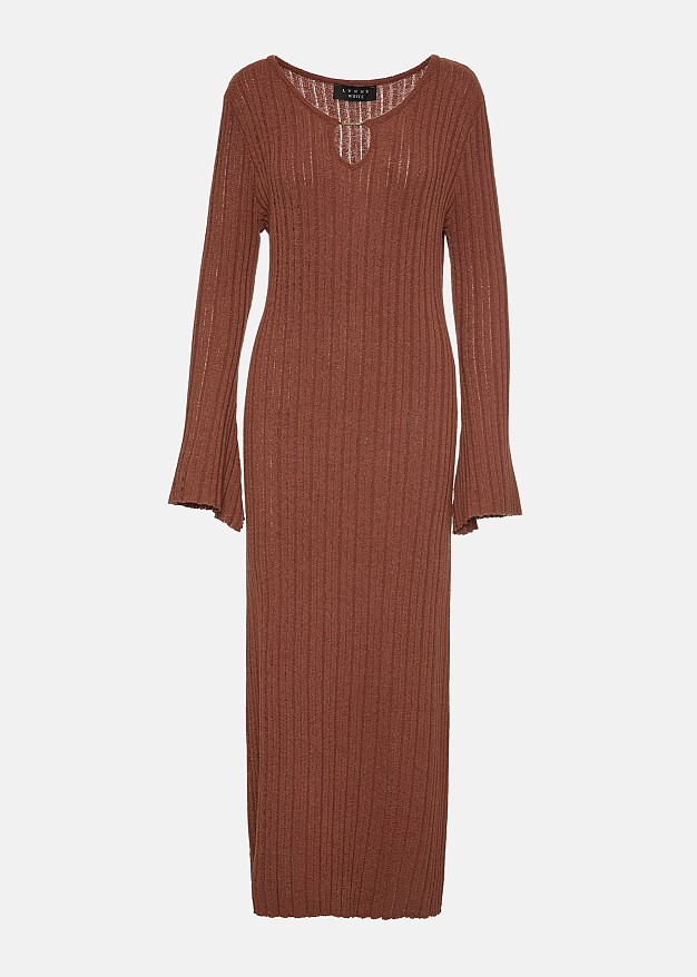 Maxi knitted dress with bell sleeves