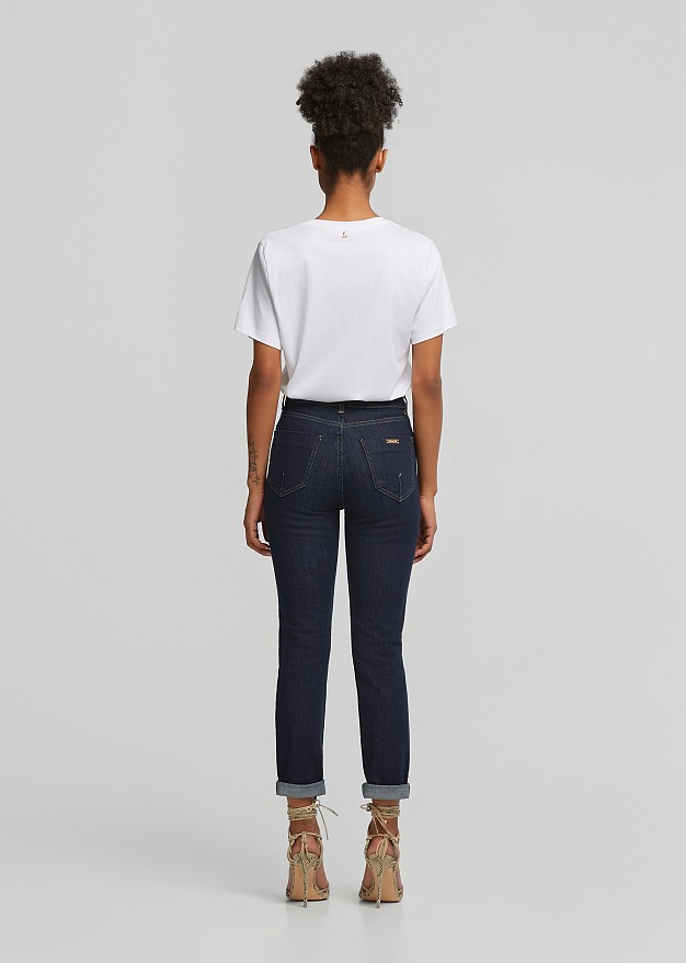 Skinny denim pants with scarf