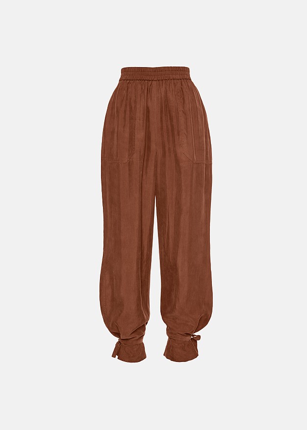 Soft-touch harem pants with ankle ties