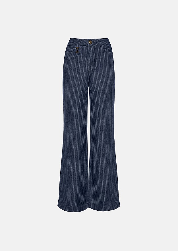 High-waisted striped jeans