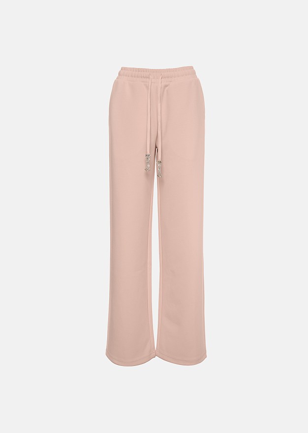 Wide leg jogger pants with crystal-embellished