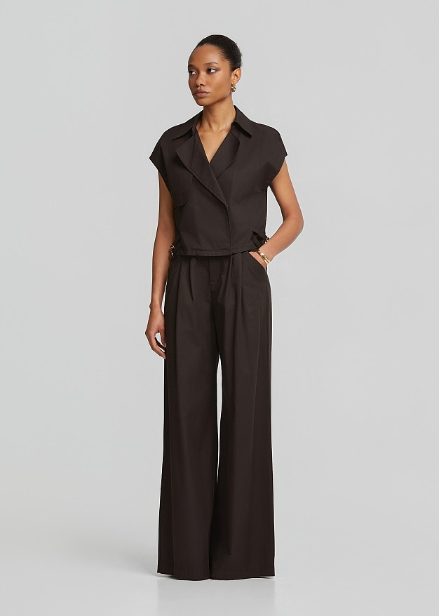 High-waisted straight wide-leg pants