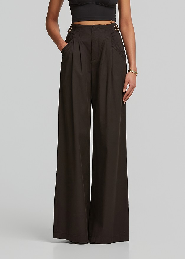 High-waisted straight wide-leg pants